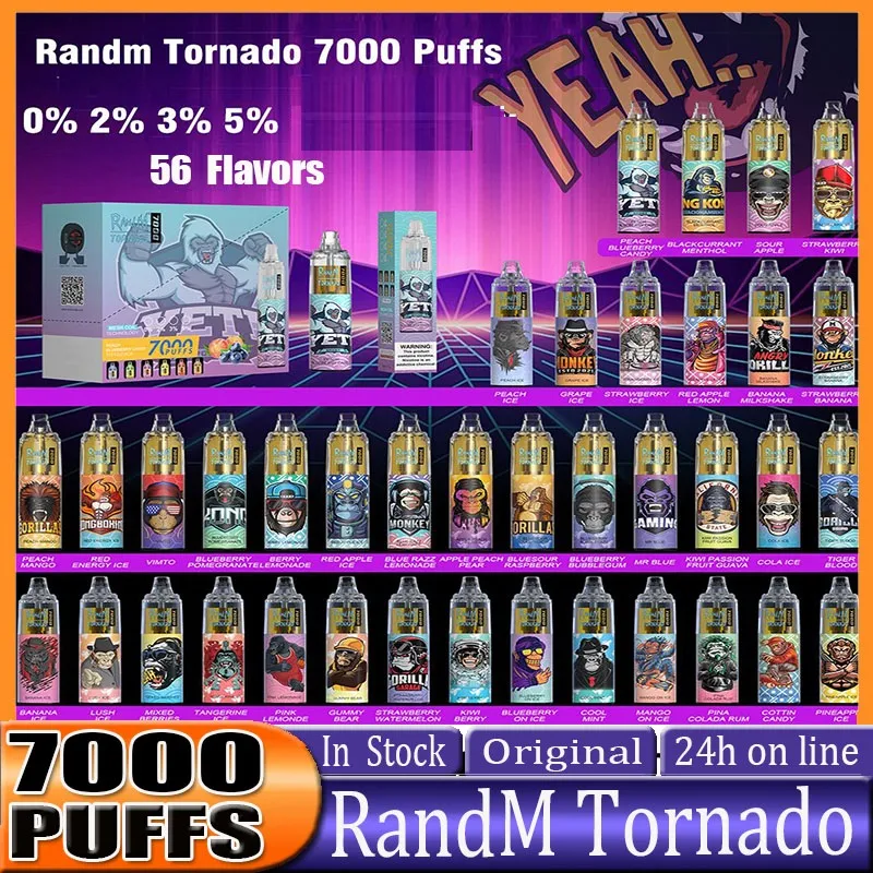 Original RandM Tornado 7000 Puffs Puff 7000 7k Disposable E Cigarettes