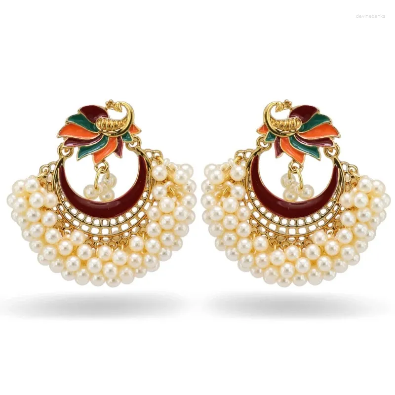 Kolczyki Dangle Bollywood etniczna panna młoda Kundan Jhumka Jhumki Bahubali Drop N84D