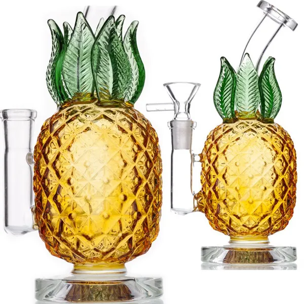 Glasbägare vatten bong vattenpipa rökrör ananas designglasåtervinning dab rigg med 14 mm fog