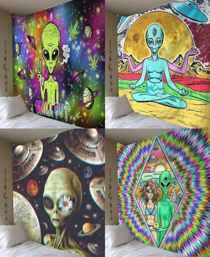 Alien wandtapijt woondecoratie psychedelische wanddoek Anime patroon tapijt kunst 2106081234325