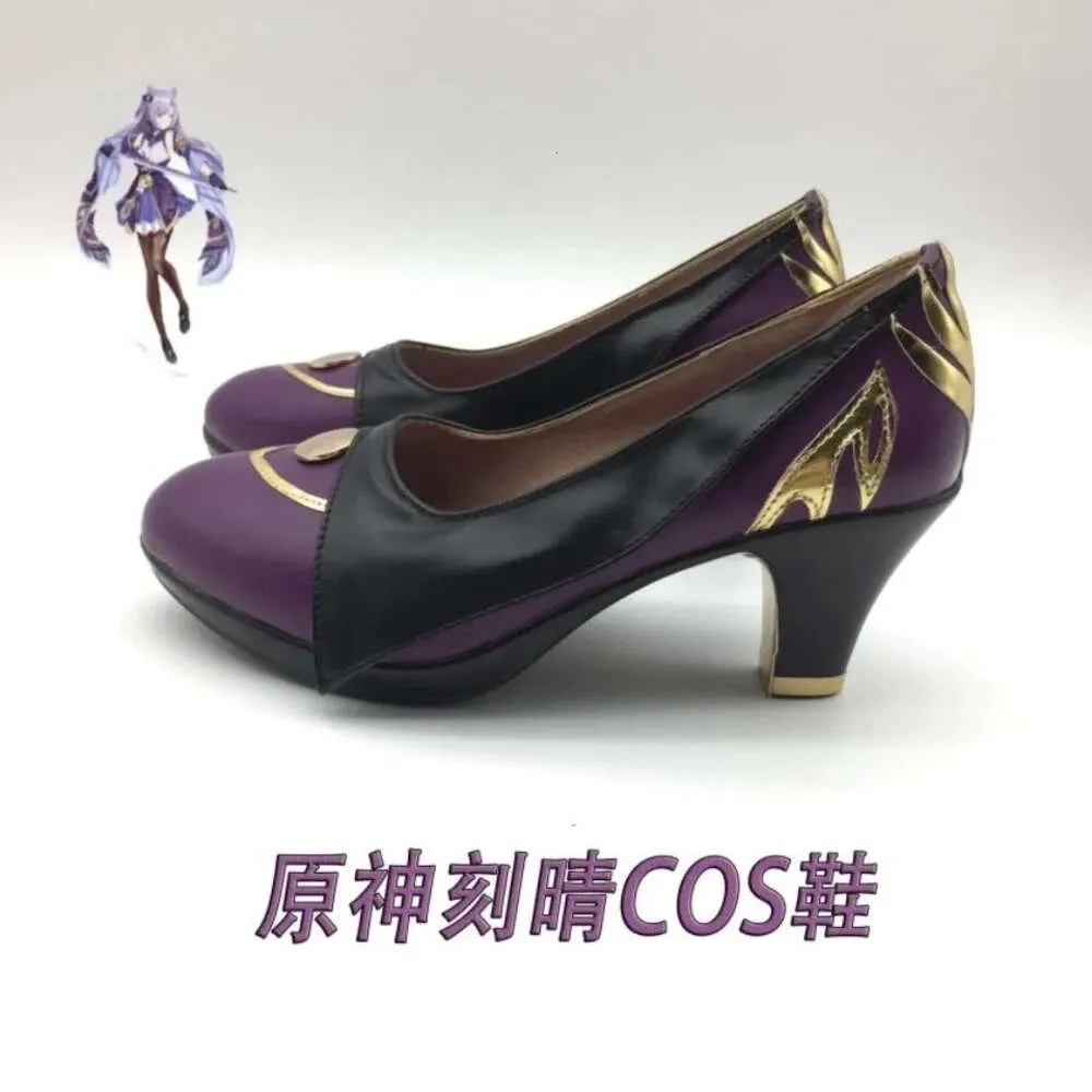 Anime jogo genshin impacto keqing cosplay sapatos de festa de carnaval de halloween botas curtas extravagantes tamanho personalizado 35-43 cosplay