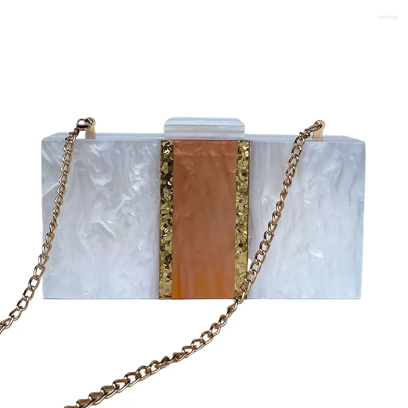 Akryl kvinnors lilla handväska axel crossbody rem rese väska vit denim kedja mobiltelefon ryggsäck