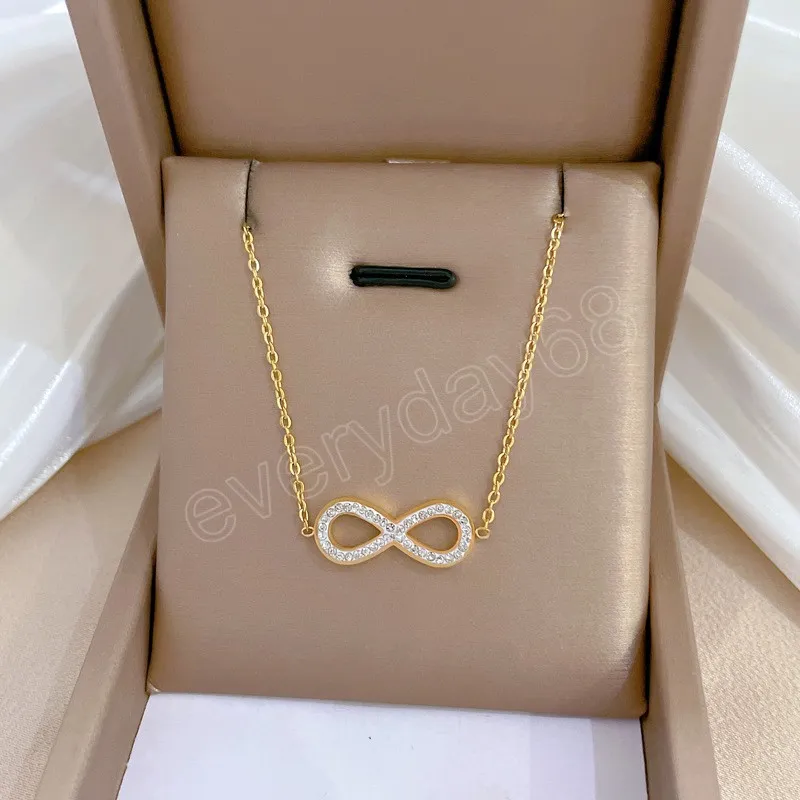 Collier pendentif infini Simple en acier inoxydable pour femmes, classique, porte-bonheur, Zircon, je t'aime pour toujours, bijoux cadeau d'anniversaire