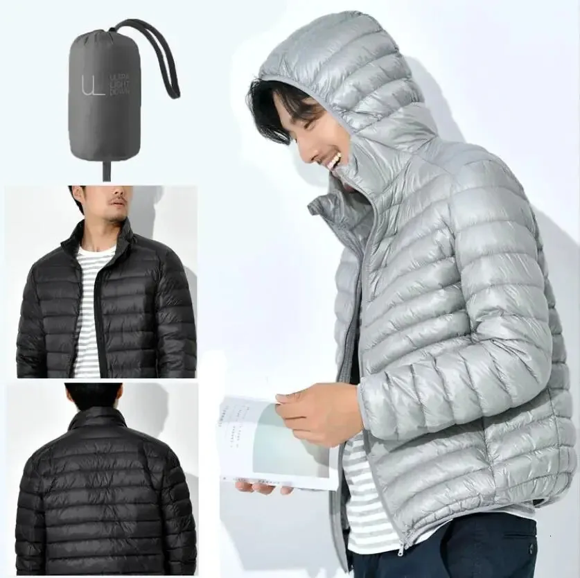 Męskie Parkas S-6xl Męska kurtka Duck Down Ultra-Light Autumn and Winter z kapturem bawełniana płaszcz Przenośna kurtka Wodoodporna kurtka wiatroodporna 231101