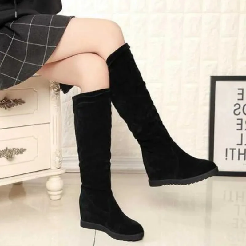 Boots Shoes for Women Ladies Black Biker Footwear Long Winter Knee High Shaft Elastic 2023 Novelty Pu Designer Luxury Goth Boot 231101