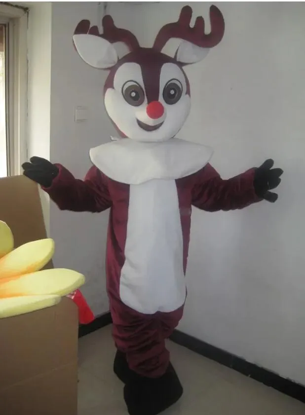 Costume de mascotte de cerf d'Halloween de qualité supérieure, personnage de dessin animé de renne de dessin animé, taille adulte, carnaval de Noël, fête d'anniversaire, tenue fantaisie