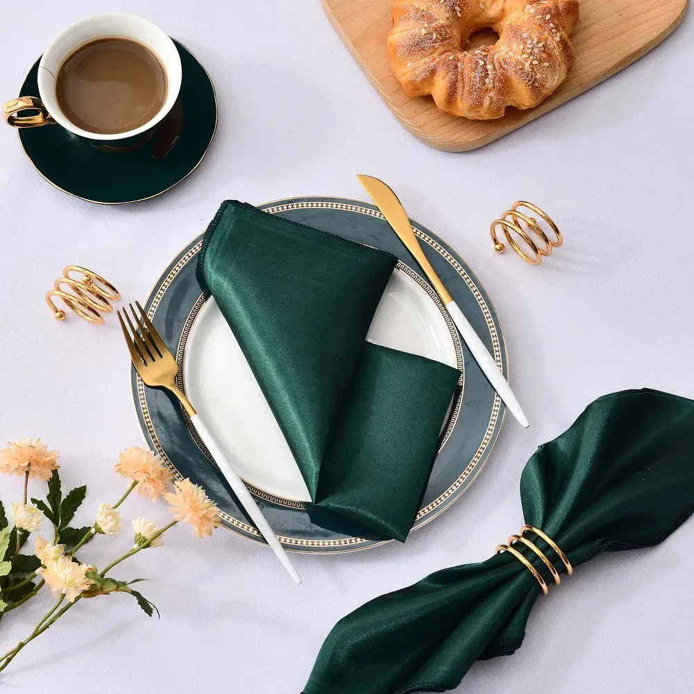 Table Napkin 12Pcs 30X30cm Satin Table Napkin Soft Handkerchief Romantic Wedding Banquet Square Table Napkins Dinner Party Decoration 231101