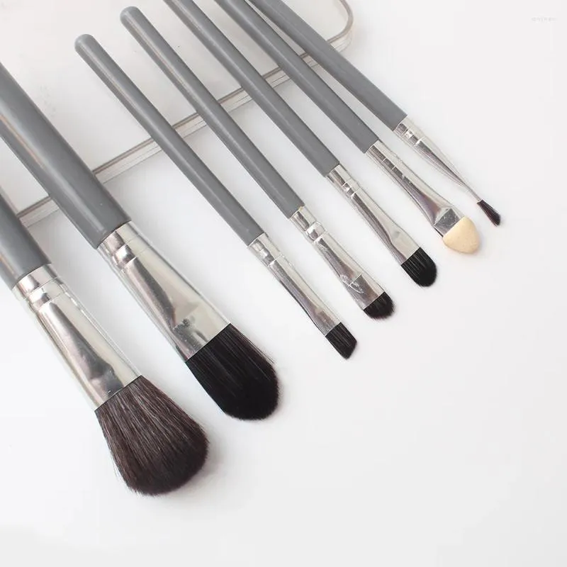 Pinceaux de maquillage, paquet de 7 pièces, ensemble de pinceaux, outils gris en boîte, Blush pour fond de teint en poudre, correcteur d'ombre à paupières