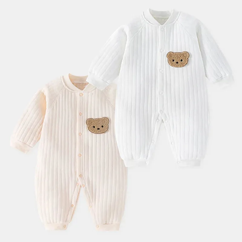 Barboteuses nées barboteuse coton ours lapin dessin animé bébé fille combinaison automne hiver enfant en bas âge tenue infantile Onesie enfants garçon vêtements 231101