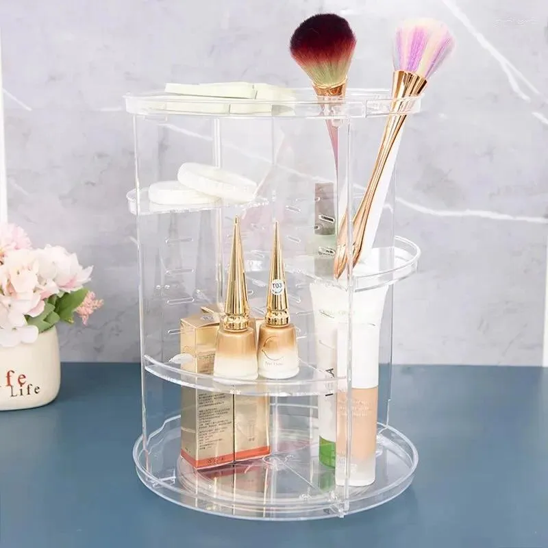 Storage Boxes Cosmetics Box Nail Display Stand Rotating Lipstick Skin Care Products Finishing Shelf Tool Bo