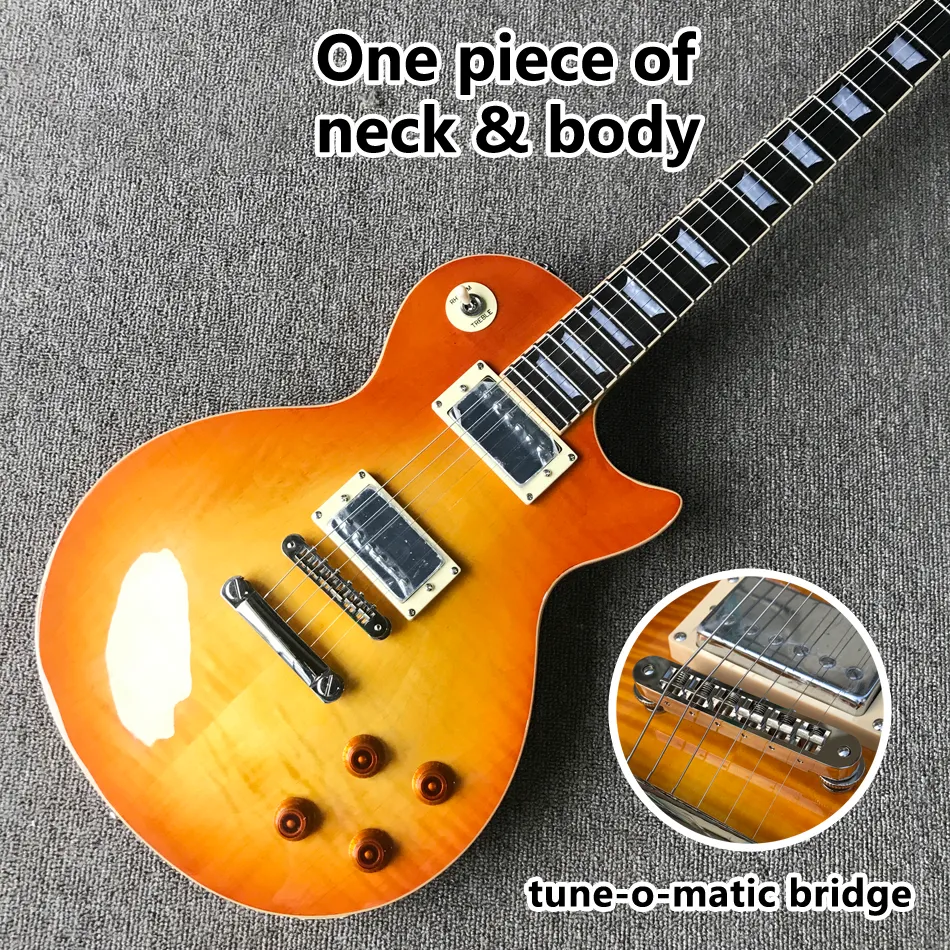 Custom Shop, hergestellt in China, hochwertige E-Gitarre, einteiliger Korpushals, Tune-o-Matic-Brücke, Palisandergriffbrett, Chrom-Hardware, kostenloser Versand