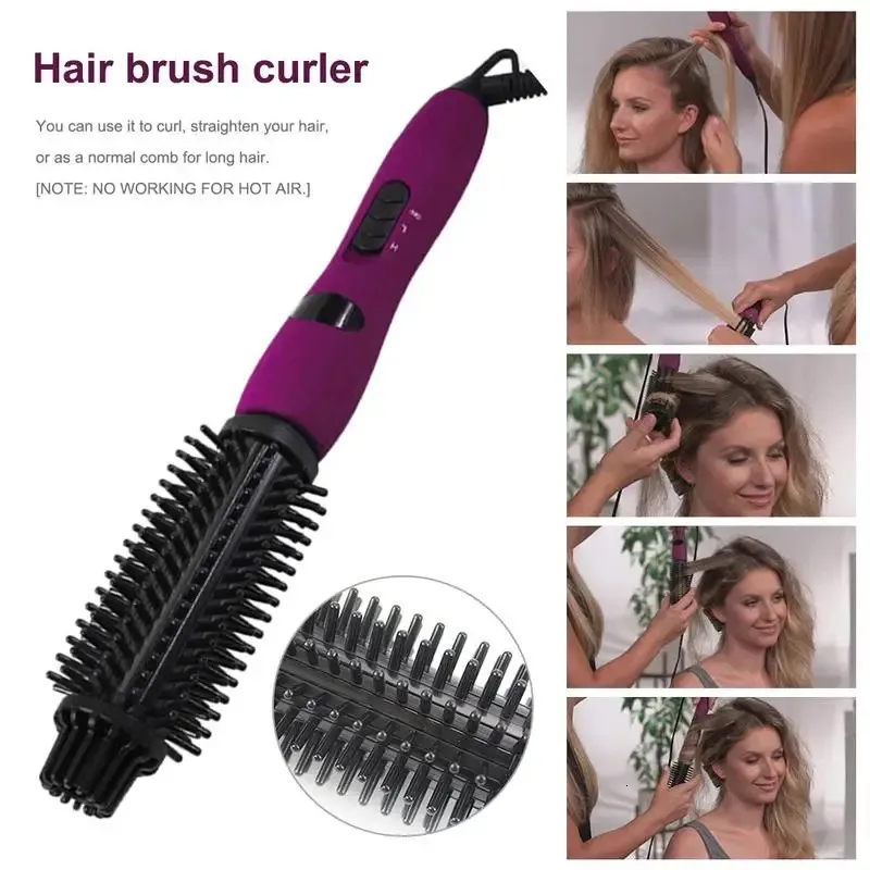 Curling Irons Hair Brush Electric For Iron Dual Voltage Curler Dryer Multifunktionell våt torrbruk 231101