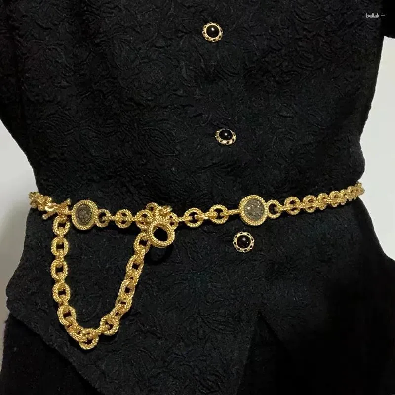 Cintos Cinto Medieval Textura Simples Colar de Ouro Corrente de Cintura Multi-camada Pode Ser Ajustado