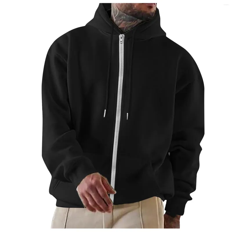 Herrtröjor vanligt svart zip up hoodie all-match fritid sötskjortor grundläggande pullover topp lös sportkläder koreanska mode höst sudaderas