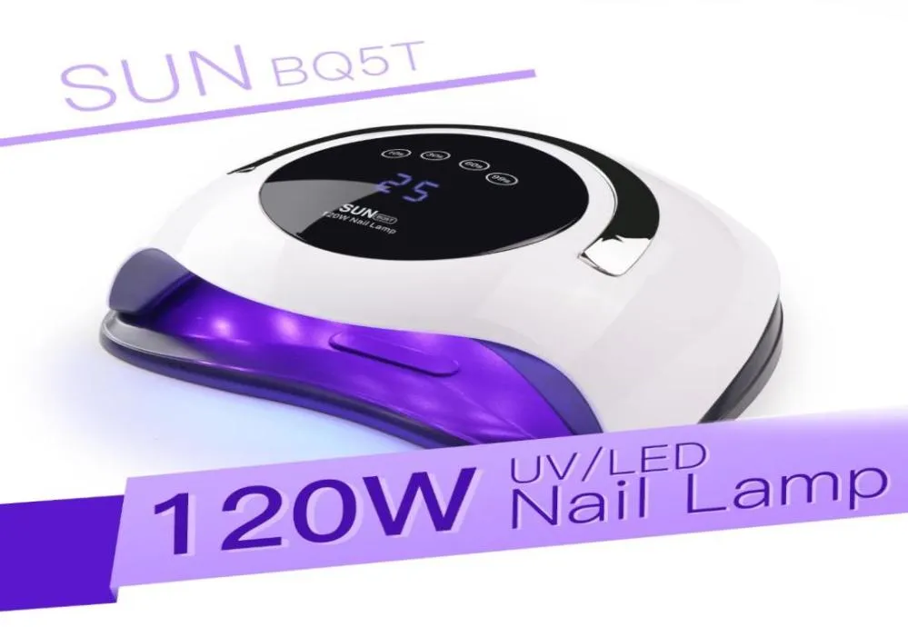 Sun BQ5T 120W UV LEDランプネイルドライヤーManchine LCDディスプレイLEDドライヤーネイルランプ硬化ゲルポリッシュオートセンシングランプnew6609817