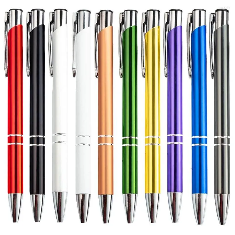 10Pcs/Lot Metal Retractable Ballpoint Pens Business Office School Supplies Students Teachers Wedding Christmas Birthday Gifts