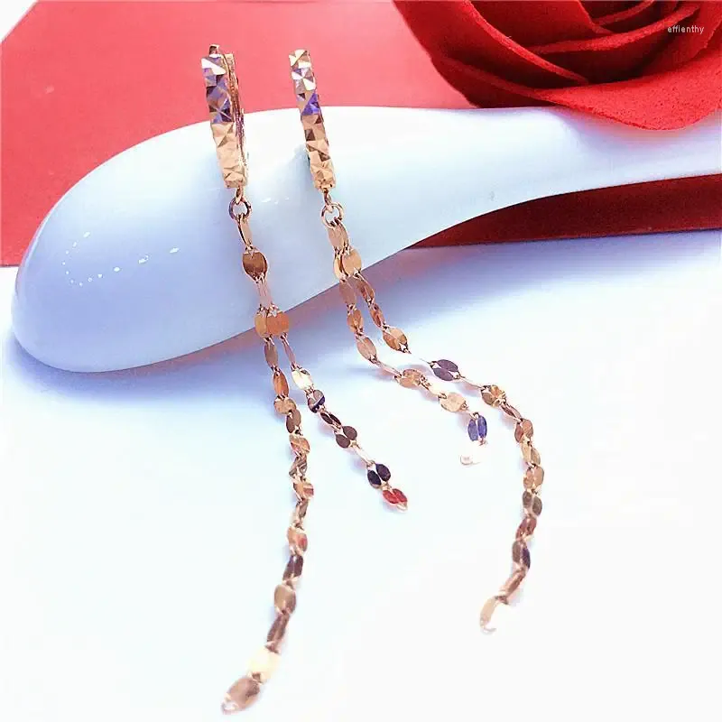 Dangle Earrings Classic 585 Purple Gold Jewelry 14K Rose Tassel Chains For Women Charm In Fashion Ear Buckle Party Gift