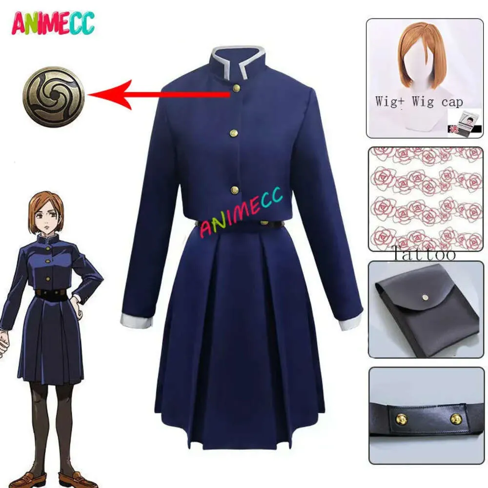 Julongsu kaisen kugisaki nobara cosplay traje peruca bolso tatuagem anime uniforme de halloween conjunto completo para meninas cosplay