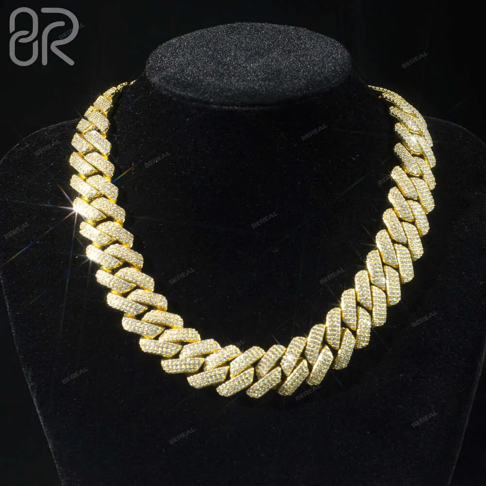 Preço de atacado 18mm Moissanite Chain Chain Fancária Round Round Brilliant Cut Diamond Gold Batilhed 925 Colar de Link de Prata