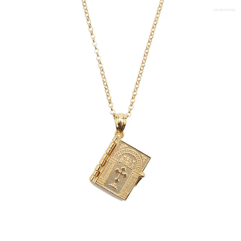 Pendentif Colliers Mode Collier Religieux Simple Livre Bible Ouverte Avec Croix Femmes Hommes Judaïsme Orthodoxe Bijoux Long En Gros