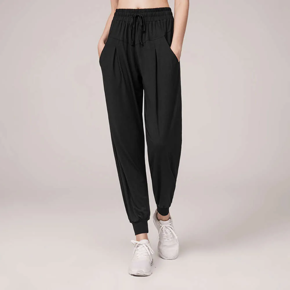Womens High Waist Pilates Trousers Loose Fit Yoga Sweatpants With