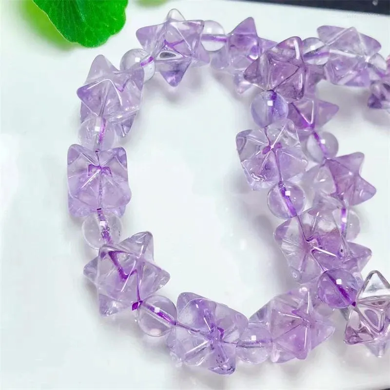 Strand Natural Lavender Amethyst Merkaba Armband Reiki Healing Stone Fashion Jewelry Gift Party Girl Birthday Present 12mm