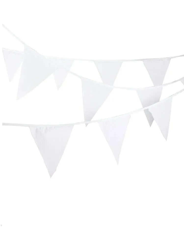 Outros suprimentos para festas de eventos 100 bandeiras 40m branco guirlanda bunting bandeiras decoração de casamento banners de tecido de seda decoração de festa de casamento bunting 231102