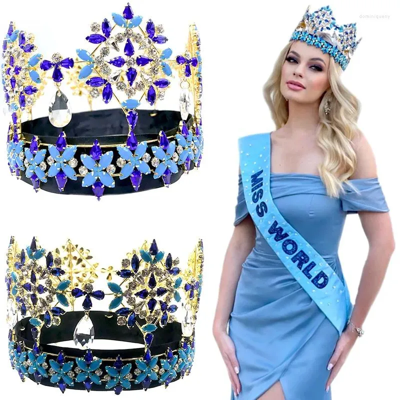 Hårklipp Levery Miss World Crown med lysande strass full cirkel stor justerbar brud bröllopsfest stora kronor