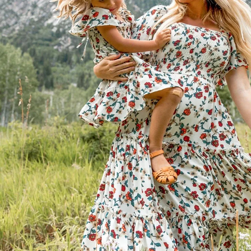 boho matching mother daughter dresses Amazon.com: Mommy and Me Matching Dresses Ruffles Floral Printed Short Sleeves Midi Long Dress A-Line Flowy Summer Casual Beach Hawaiian Vacation Boho Mom Daughter Matching Outfits Dusty Pink Polka Dots X-Large: Clothing,