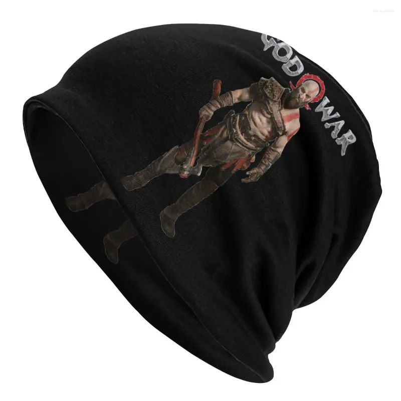 Basker Gud av krig kratos spel bonnet hattar goth skidskallies beanies hatt grekisk mytologi för män kvinnor stickad våren dubbel användning mössa