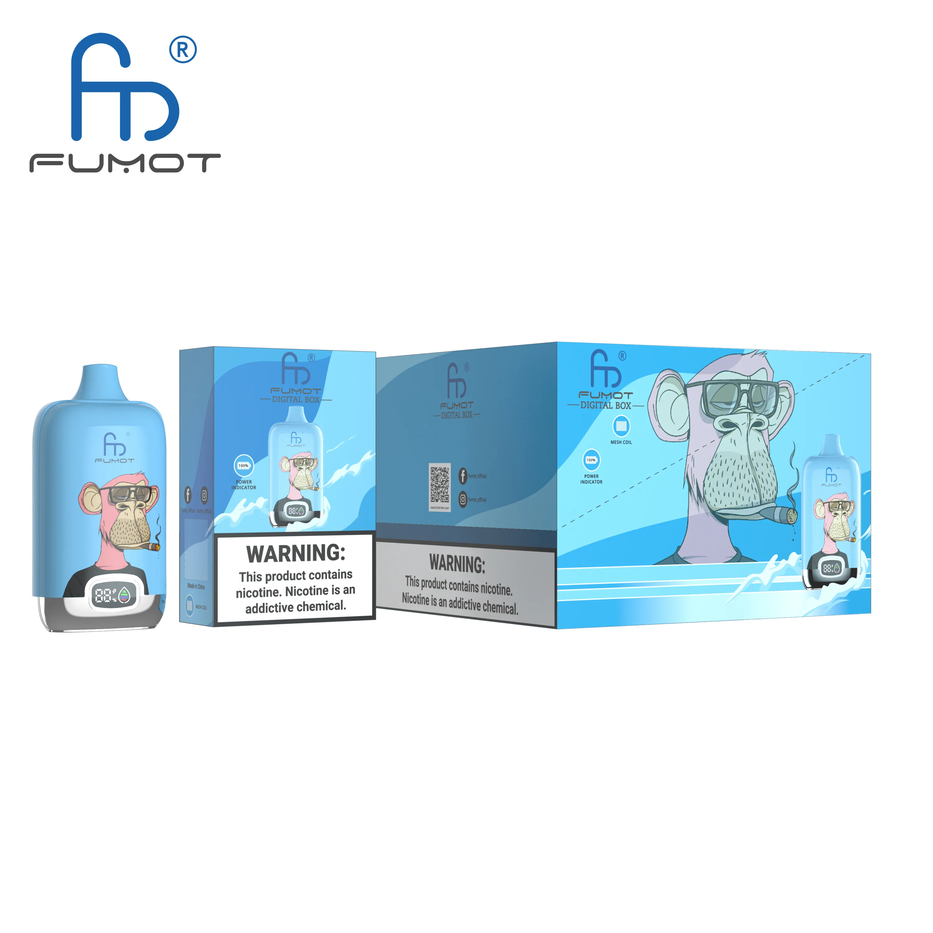 Fumot Factory Digital Box 12000Puffs Wegwerpvape met 40 smaken Mooi ontwerp Groothandel 12k Puffs Vape