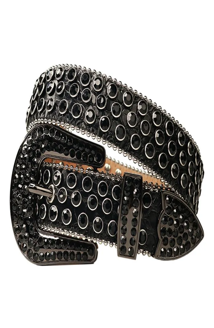 Vintage Western Rhinestones Belt borttagbart spänne cowboy cowgirl bling läder kristallbälte för kvinnor men5772635