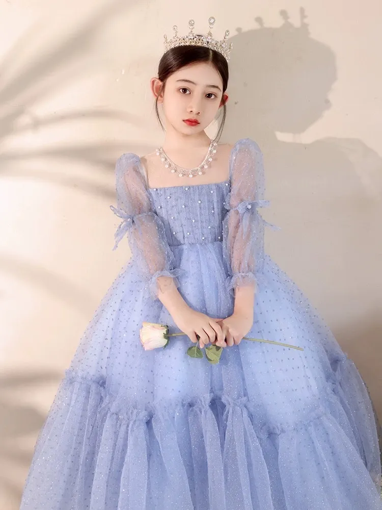 Blue Junior Bridesmaid Dresses, Beaded Princess Gown:... From Babyonline,  $220.92 | DHgate.Com
