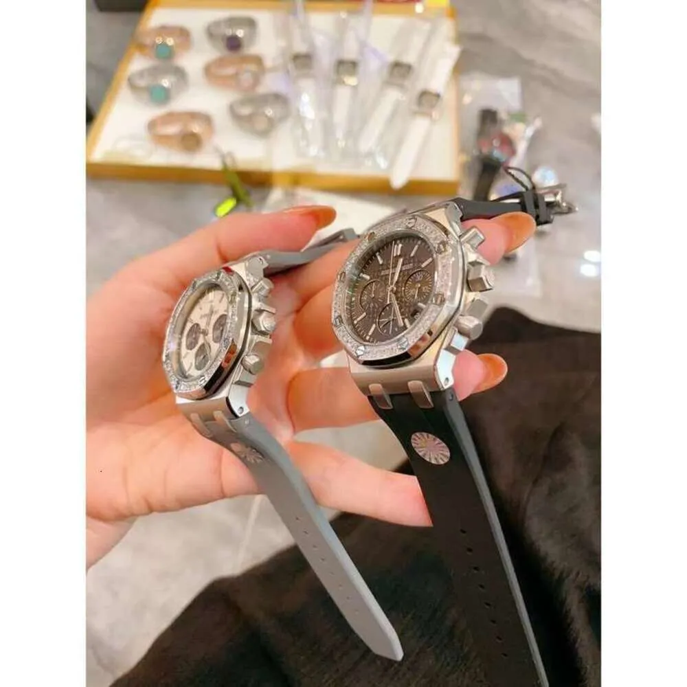 Audemar Women Diamond Ap Watch Expensive Royal Oak Bust Down Watches O8us Fantastic Diamonds Bezel Rubber Strap Fashion Quartz Uhr Montre Luxe