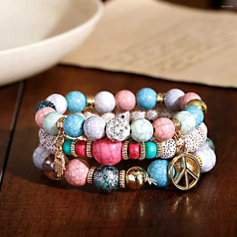 Bracciale in corda colorata in pietra naturale per ragazza, donna, moda, perline, braccialetti yoga pendenti, regalo di gioielli Pulsera