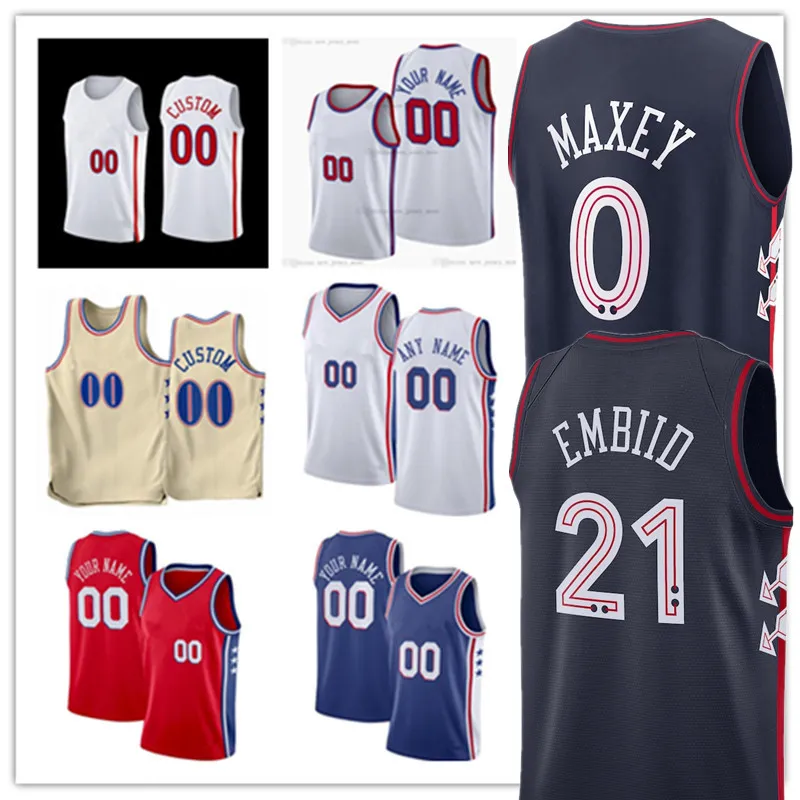 커스텀 남자 청소년 어린이 Joel Embiid Tyrese Maxey Tobias Harris Kelly Oubre Jr. De'anthony Melton P.J. Tucker KJ Martin Paul Reed Basketball Jerseys