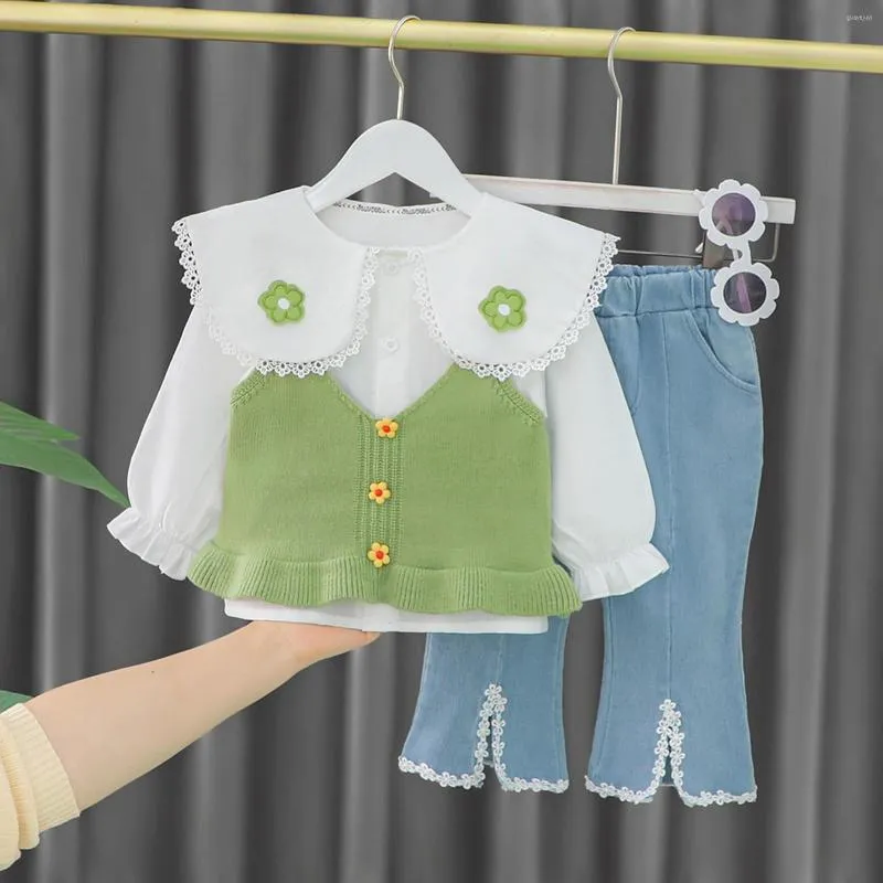 Kleding sets meisjes pakken westerse stijl modieuze kleine kinderkleding baby driedelige lente