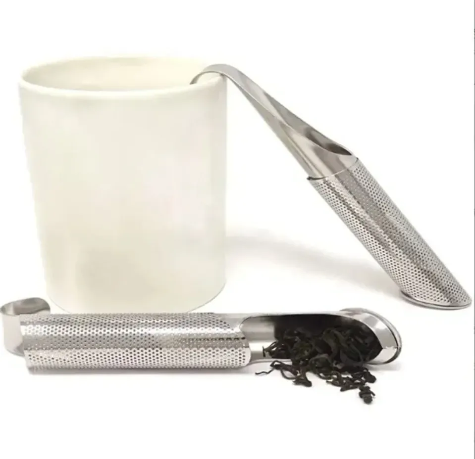 50st Rostfritt stål TEA INFUSER PIPER Stick Metal Mesh Siling Spice Filter Coffee Teaware Steeper With Hook 1102