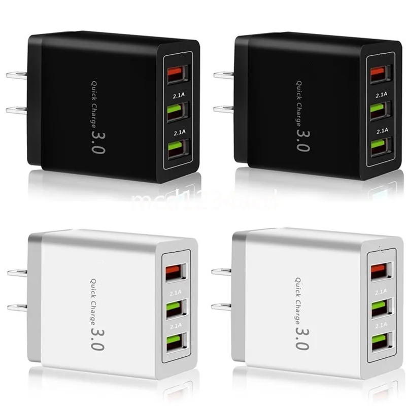 5V 3A 18W Eu US QC3.0 Schnellladung USB Wandladegerät 3 Ports Netzteil für iPhone 15 11 12 13 14 Samsung Huawei m1