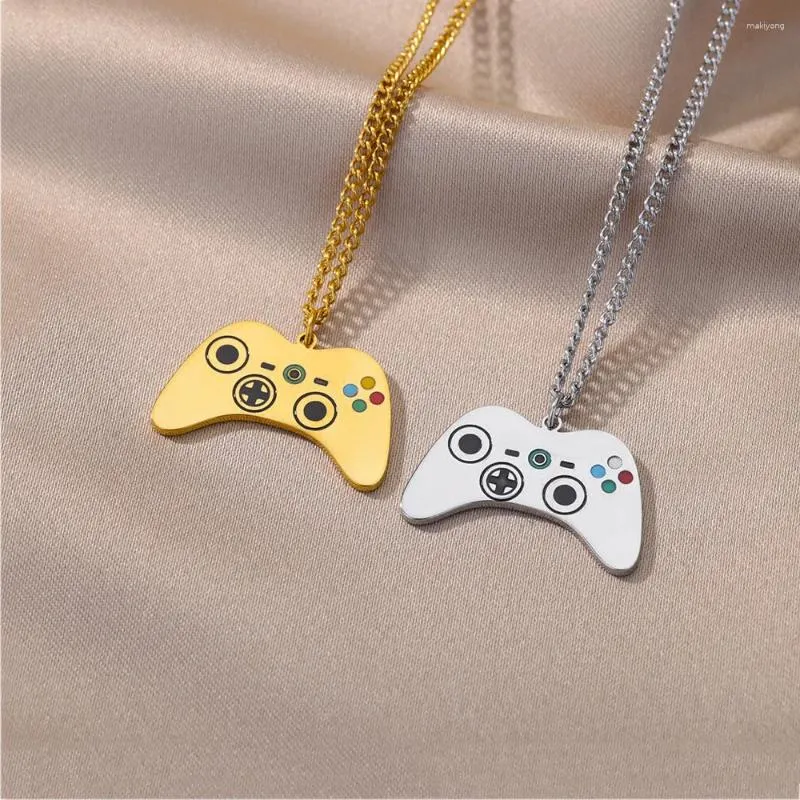 Pendentif Colliers Poignée De Jeu Pour Femmes Hommes Couleur Or En Acier Inoxydable Chaîne Cubaine GamePad Collier Mâle Femelle Bijoux Cadeau