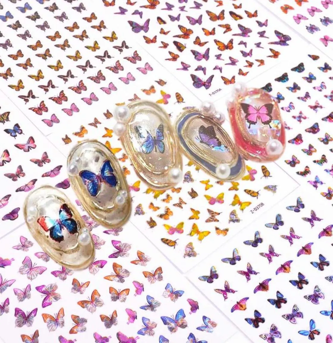 3D Holographic Nails Stickers Nail Art Butterfly Sticker Decal Butterflies Acrylic Designs Nail Supplies9262813