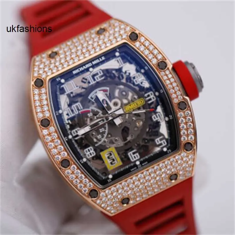 Richardmiler 스위스 제조 손목 시계 남성 및 여성 손목 시계 RM030 남성 시리즈 시계 18K 로즈 골드 다이아몬드 날짜 디스플레이 자동 기계 스위스 FAMO HBON