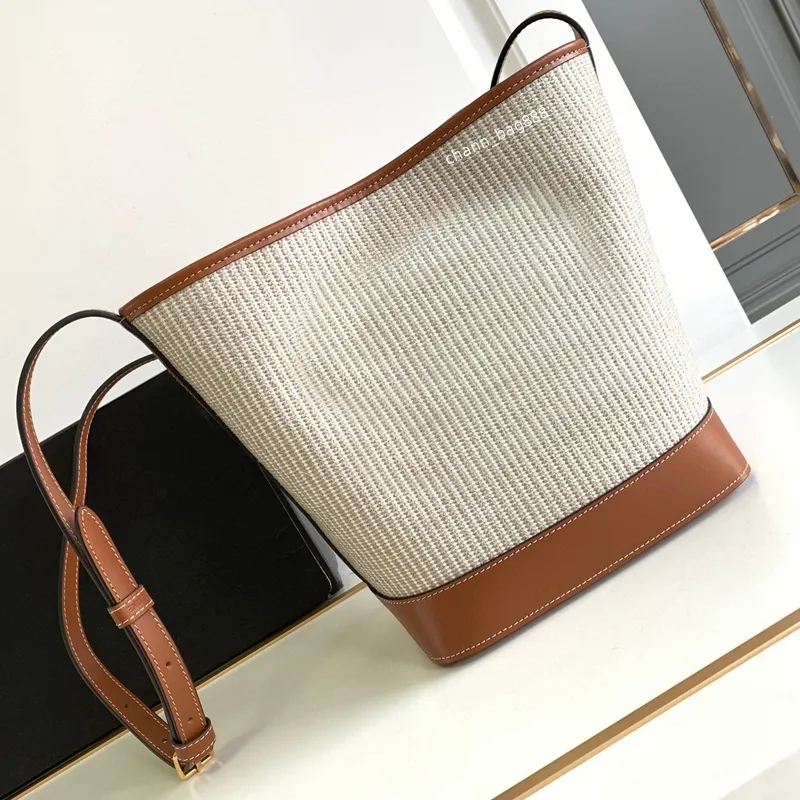 10A Top-level Replicatie Designer emmer Tas 18 cm Plantaardig materiaal en Koeienhuid vrouwen Handtassen Luxe schoudertas neonoe met stofzak Gratis Verzending CN001