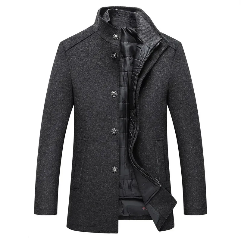 Mélanges de laine pour hommes Manteau chaud d'hiver pour hommes Manteaux épais Manteau de finition pour hommes Vestes et manteaux à simple boutonnage avec gilet réglable 231102