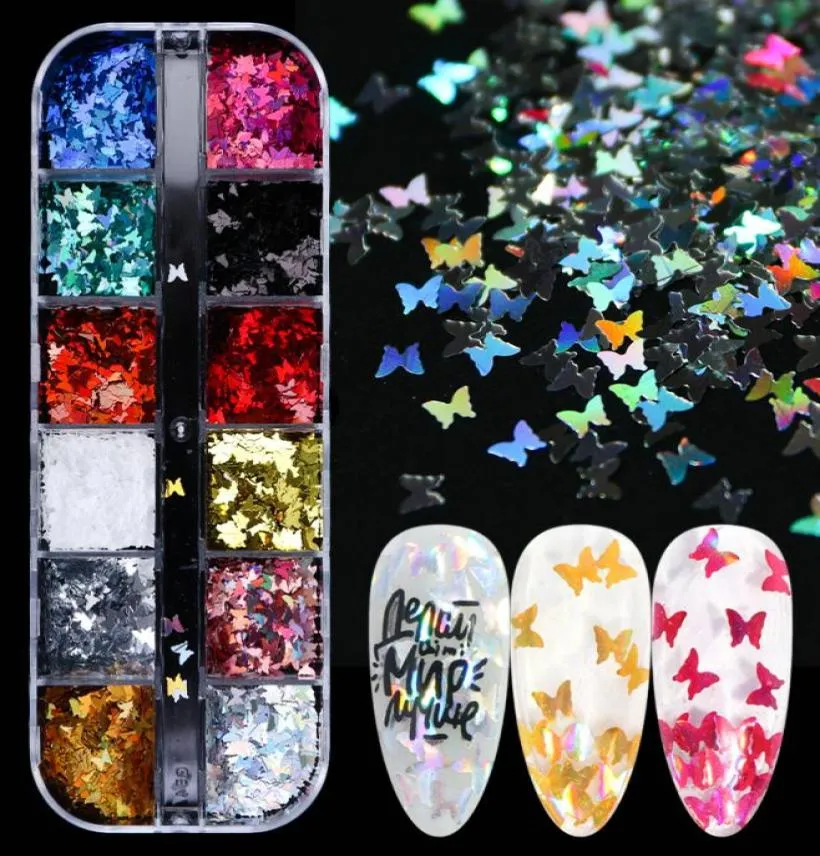 Paillettes papillon colorées pour ongles, flocons scintillants et brillants pour manucure, Gel UV 3D, décoration pour Nail Art, Tips9430517