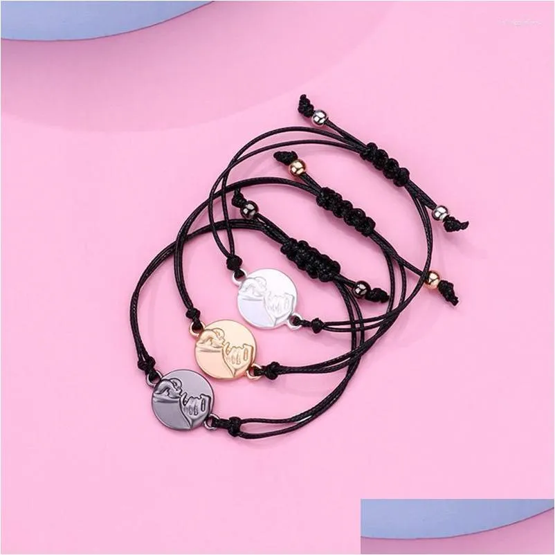 Chain Link Bracelets Family Friendship Couple Bracelet For Women Fashion Charm Adjustable Woven Rope Friend Mom Sister Jewel Dhgarden Dhaks