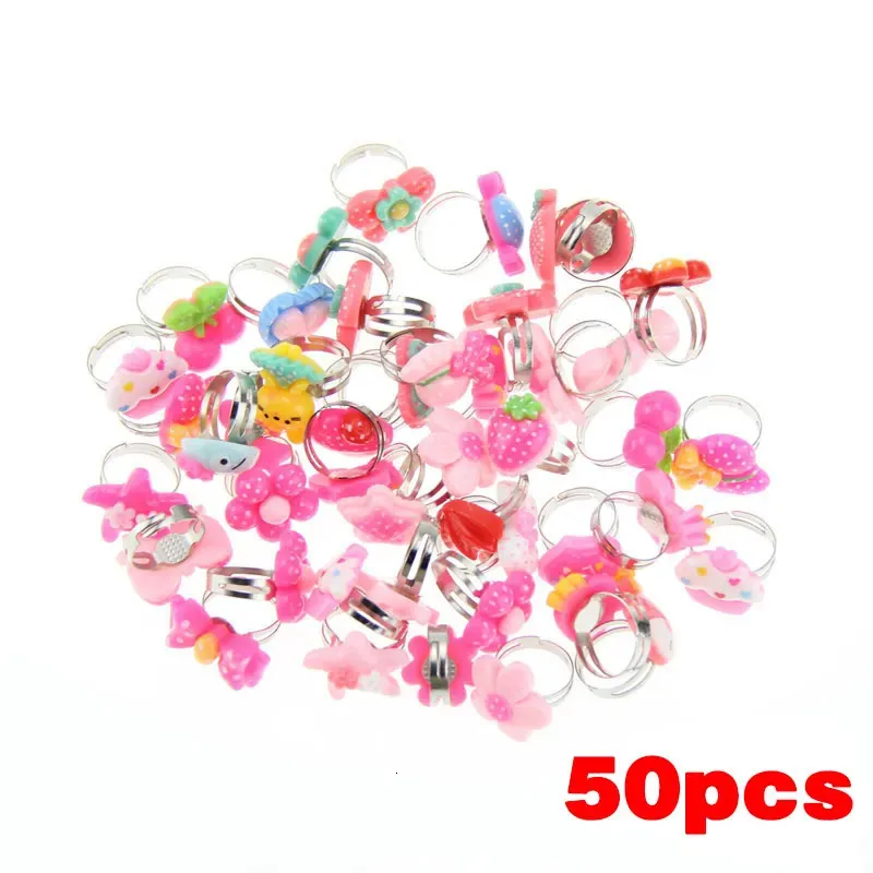 Jóias 50 Pcs Lotes Bulk Mixed Metal Crianças Crianças Meninos Meninas Dos Desenhos Animados Animais Flores Frutas Anéis De Dedo NIN668 231101