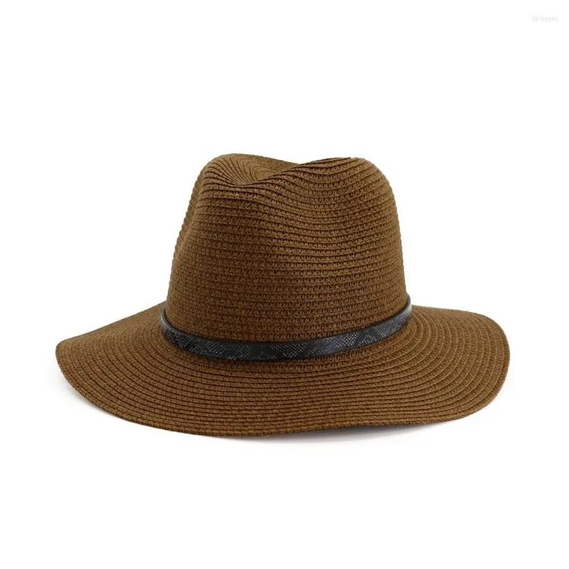 Chapeaux à large bord 60 cm femmes hommes mode chapeau de paille en plein air plage pare-soleil avec ceinture Protection pour