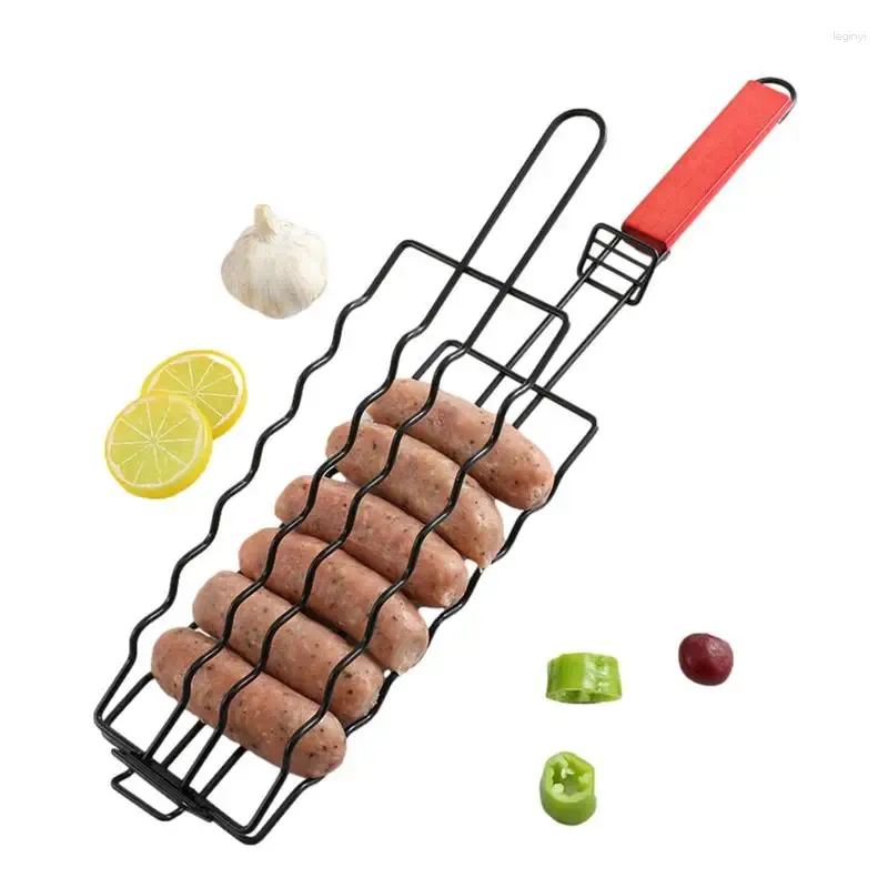 Panier à grillades antiadhésif pour Barbecue de Camping, outils, grille à fil de torréfaction, support à aliments, gril à charbon de bois, cuisson au feu en plein air