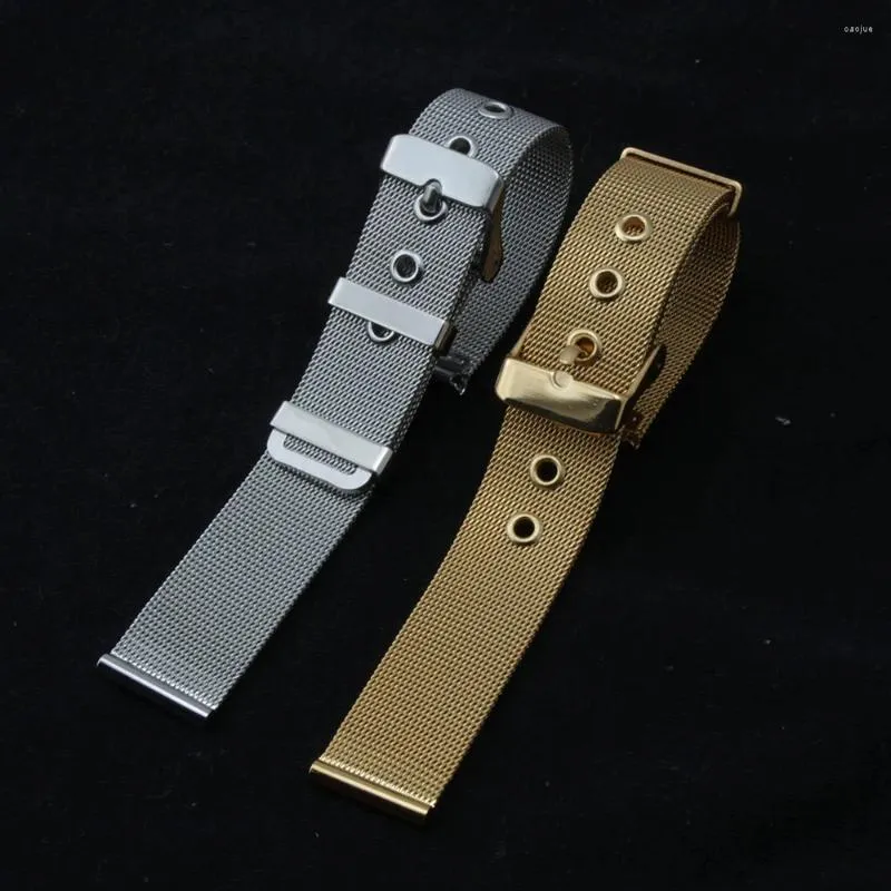 Watch Bands Ultra Thin Metal Strap Mesh Stainless Steel Watchband 16mm 18mm 20mm 22mm 24mm Classic Pin Buckle Straps Two Pieces Child